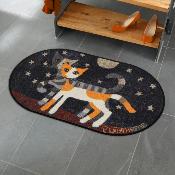 Tapis paillasson d'entrée Ovale - Chats - 40x75cm