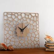 Horloge Murale Design Bois Pebbles 43cm Chêne