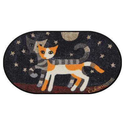 Tapis paillasson d'entrée Ovale - Chats - 40x75cm