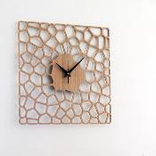 Horloge Murale Design Bois Pebbles 43cm Chêne