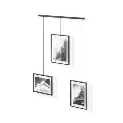 Cadre photo mural type exposition "Exhibit"- Lot de 3 en métal brossé noir - Umbra