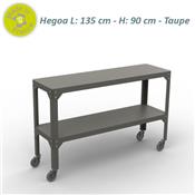 Etagère Design Hegoa 2 niveaux 135 avec Roulettes