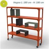 Etagère Design Hegoa 4 niveaux 180 avec Roulettes