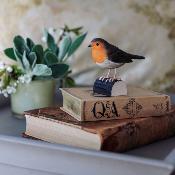 Décoration oiseau en bois sculpté main - Rouge-gorge - Wildlife Garden