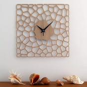 Horloge Murale Design Bois Pebbles 43cm Chêne